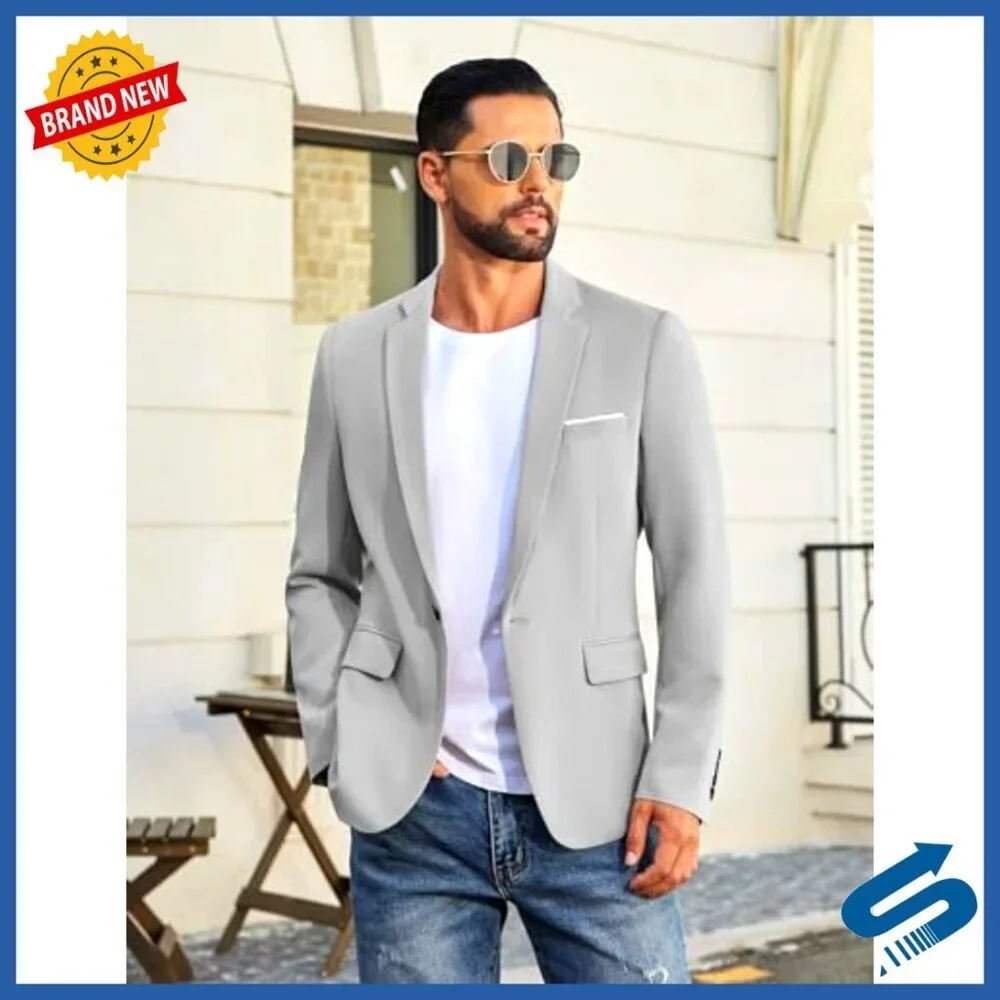 Lightweight One Button Sport Coat Blazer Regular Fit Polyester Spandex